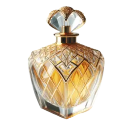a bottle of perfume on a white background