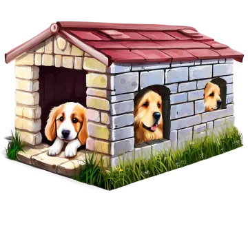 two dogs in a dog house