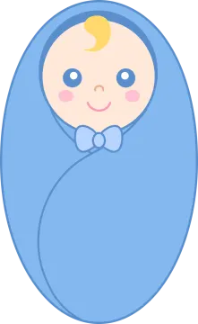 a baby in a blue blanket