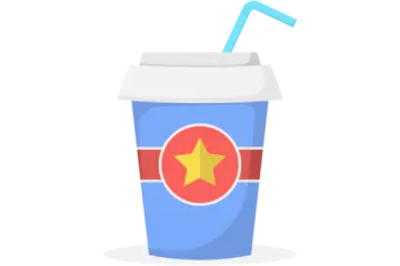 a cup with a straw and a star on it