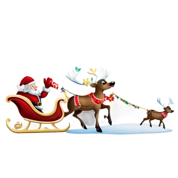 santa and his reindeers are riding on a sler
