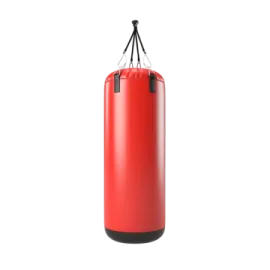 a red punching bag on white background