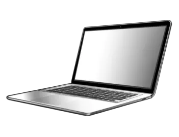 an open laptop computer with a blank screen