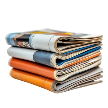 stack of newspapers isolated on white background