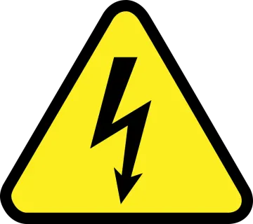 a yellow and black sign with a lightning bolt