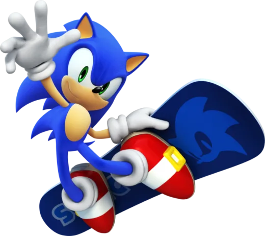 sonic the hedge on a snowboard