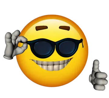 a smiley face wearing sunglasses and giving the thumbs