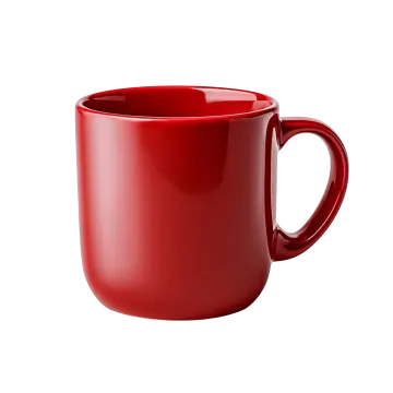 a red coffee mug on a white background