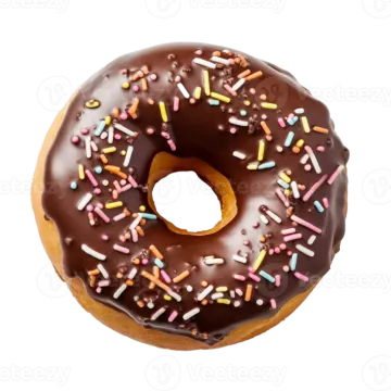 a chocolate covered dough with chocolate frosting on a white background