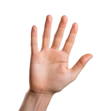 a person is holding their hand up in the air