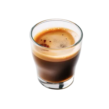 a glass of coffee on a white background