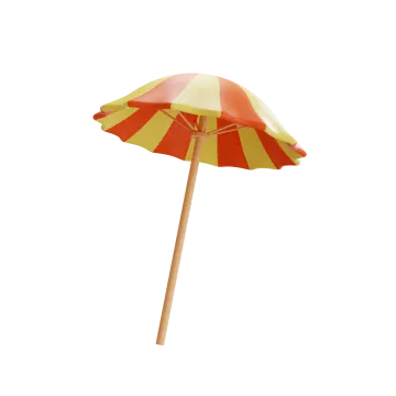an orange and yellow umbrella on a stick