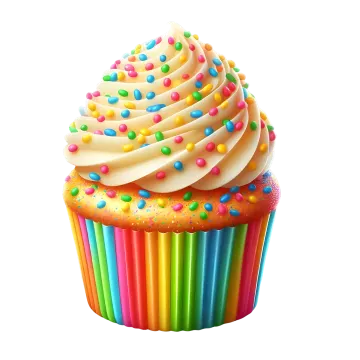 a cupcake with white frosting and colorful sprins