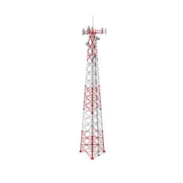 a red and white tower on a white background