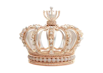 a white and gold crown with pearls