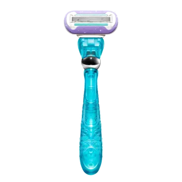 a blue and purple razor on a white background