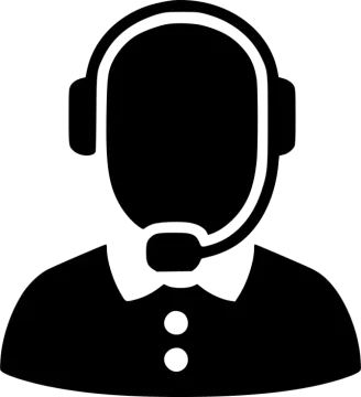 a black and white silhouette of a man wearing a headset