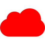 a red cloud on a white background