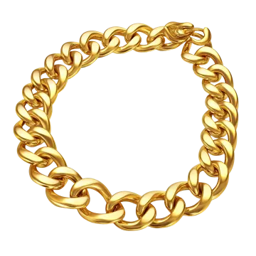 a gold bracelet on a white background
