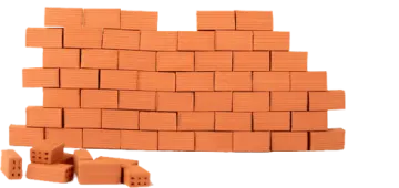 a pile of brick blocks on a white background