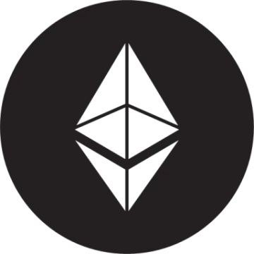 the ether logo in a black circle