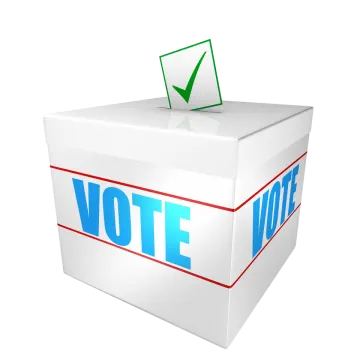 a voting box with the word vote on it