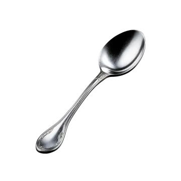 a silver spoon on a white background