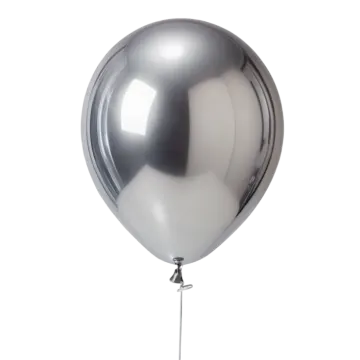 a silver balloon on a white background