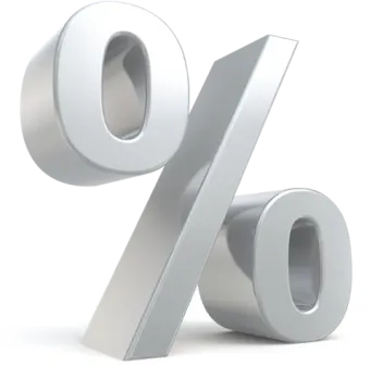 a silver percentage sign on a white background