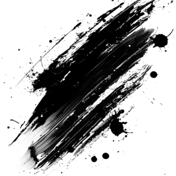 a black and white brush stroke on a white background