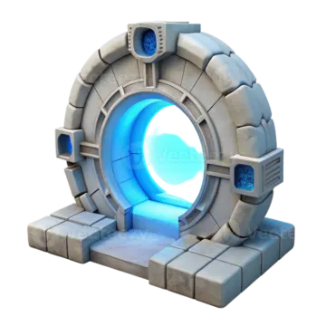 a futuristic portal with a blue light inside