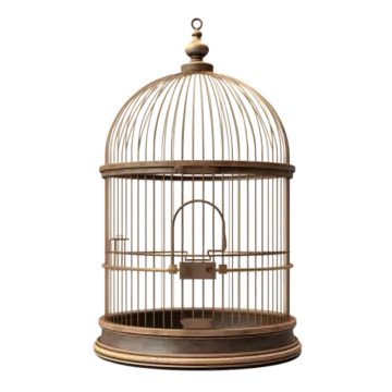 a bird cage on a white background