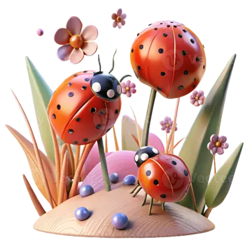 a group of ladybugs sitting on top of a flower