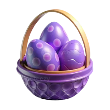 an easter basket filled with purple eggs