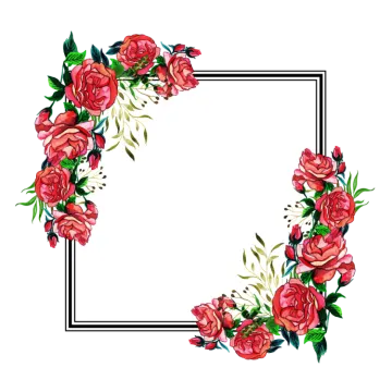 a floral frame with roses and leaves