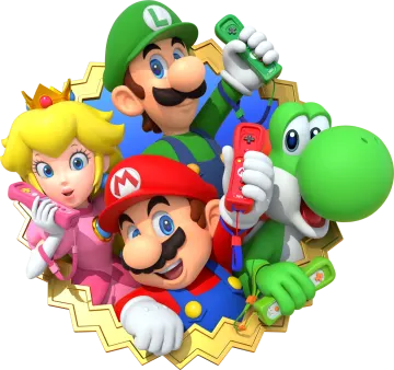 a group of super mario bros characters in a circle