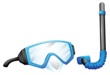 a pair of scuba goggles and snoring tube