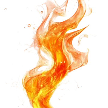 a white background with orange and yellow flames