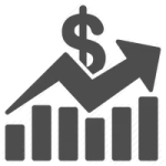 a graph bar with a dollar sign on top of it