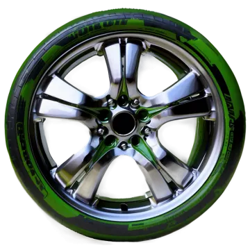 a green and black wheel on a white background