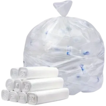 a clear bag filled with toilet rolls