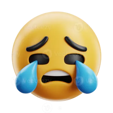 a yellow em smiley face with tears and tears