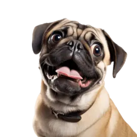 a small dog with its tongue sticking out