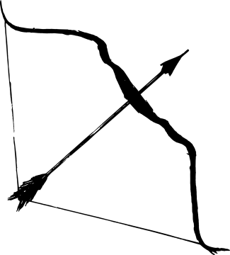 a black and white drawing of a bow