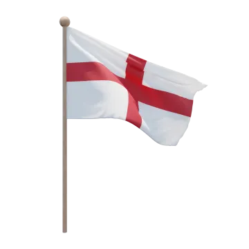 a white and red flag flying in the wind
