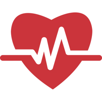 a red heart with a heartbeat on it