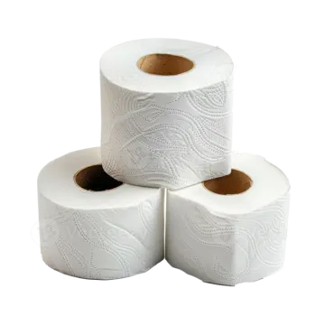 three rolls of toilet paper on a white background