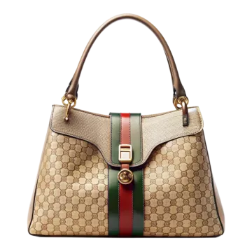 a gucci bag with a green and red stripe on the front