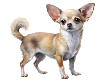 a small chihuahua dog standing on a white background
