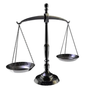 a black balance scale on a white background